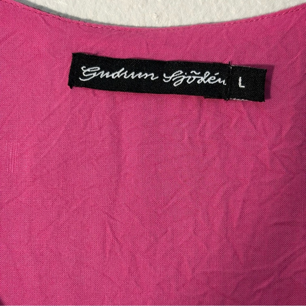 Gudrun Sjoden 100% Organic Cotton Brown Embroidered Vest with Pink Lining - Picture 10 of 16